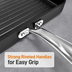 NutriChef 11″ Hard-Anodized Non stick Grill & Griddle Pan – Kitchen Cookware
