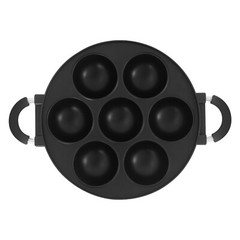 15.35*11.02*2.17″ Black Round Aluminum 7 Holes Takoyaki Pan Maker Hand Wash Only