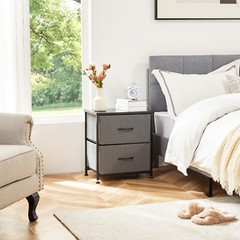 2Pcs Nightstand End Table Side Table with 2 Fabric Drawers Bedside Table Bedroom