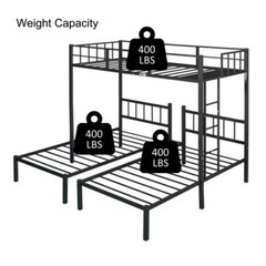 Twin Over Twin & Twin Triple Bunk Bed Platform Bed Frames For Kids Teens Adults