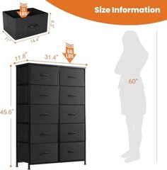 10 Drawers Tall Dresser for Bedroom Drawer Dresser with Organizer Storage Drawer