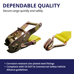 6 PACK 1.5″ x 15′ 4000 lb Ratchet Straps J Hook Heavy Duty Tie Downs New