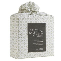 Purely Organic 100% Turkish Organic Cotton Sheet Set Queen Sierra Foulard Sage