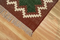 Tribal Jute Wool Kilim Rug Living Room Reversible Colorful Handmade Area Rug Mat