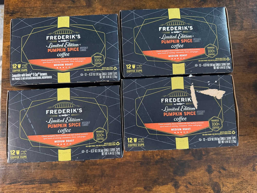 Lot of 4 Frederik’s by Meijer Coffee Pod K-cups 12 ct Pumpkin Spice NEW SEALED