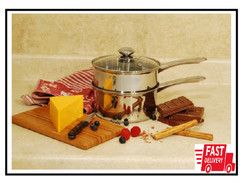 Double Boiler Pot 2.5 Qt. Stainless Steel Sauce Pan Cookware 3-Piece With Lid