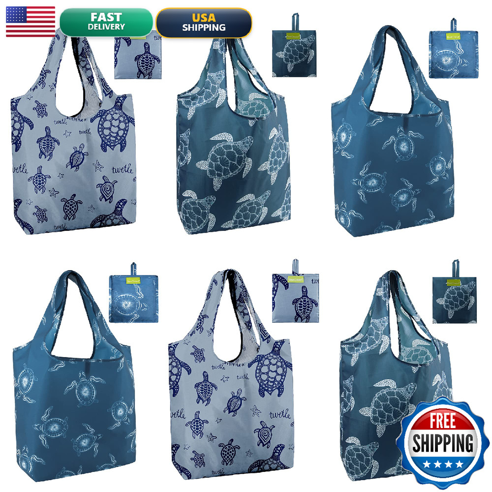 Beegreen Sea Turtle Reusable Grocery Bags Large Tote Bag Handles Bulk Gift