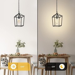 Elegant Farmhouse Black Pendant Light: Adjustable 49.4in Lantern for Any Room
