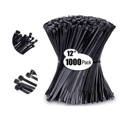 1000Pcs 12″ Cable Zip Ties Heavy Duty 40LBS Ultra Nylon Wrap Wire UV Resistant