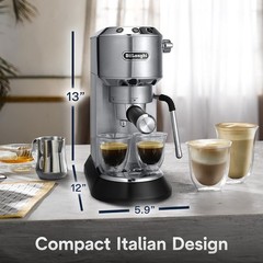 De’Longhi Dedica Arte EC885M Compact Espresso Machine with Manual Milk Frother