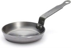 De Buyer 5612.12 Mineral B Round Carbon Steel Egg & Pancake Pan, Nonstick, 4.75″