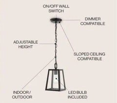 Glendale 6.75 in. 1-Light Black/Clear Outdoor LED Pendant Farmhouse Open Box