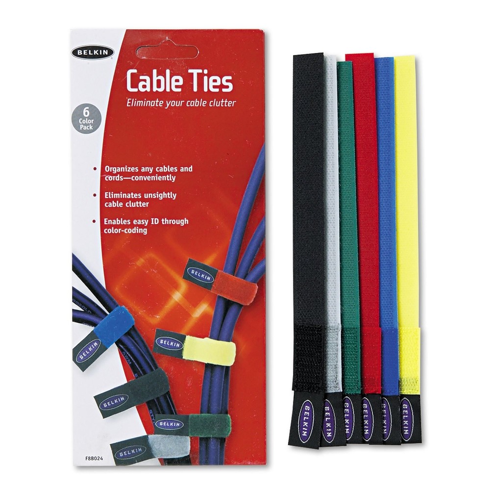 6 Pack Cable Ties 8 Inch Cord Management Organizer Fastener Wrap Multi Pack