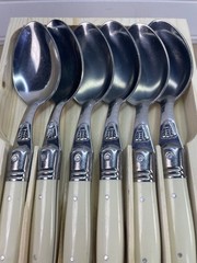 Jean Dubost LAGUIOLE Cream Stainless France 6 Piece Spoon Set Flatware