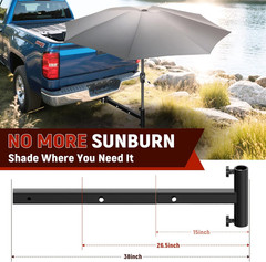 Heavy-Duty Hitch Mount Umbrella Holder – Adjustable Length (38″ & 26.5″) – Fits