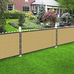 Privacy Fence Screen in Beige Tan with Silver Grommet 90 Pct Blockage Windscreen
