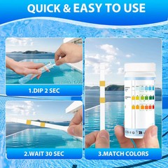 Accevo Hot Tub Test Strips，3-in-1 Pool Water Testing Kit for Chlorine/Bromine, p