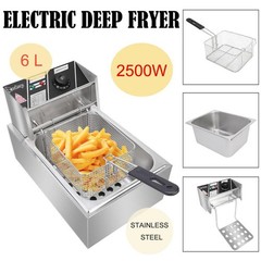 Stainless Steel Commercial Household Electric Deep Fryer Fried Chicken Pan 6L