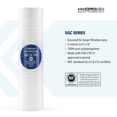 SGC-25-1005 Sediment Filter Grooved Cartridge 2.5″ x 10″ 5 micron –