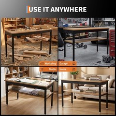 48×24 in Adjustable Height Workbench 2500LBS Heavy-Duty Work Bench Table Garage