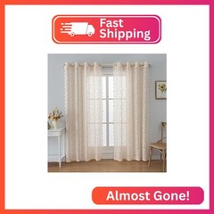 Anytime Beige Lace Sheer Curtain Panels for Living Room Elegant Window Treatment