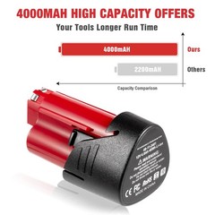 2x for Milwaukee M12 RED LITHIUM 12V 4.0Ah Li-Ion Battery 48-11-2430 New US