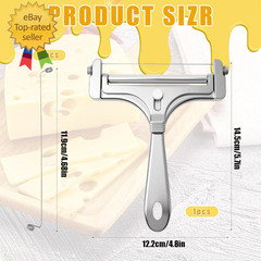 Stainless Steel Wire Cheese Slicer with 4 Extra Wires Adjustable Thickness