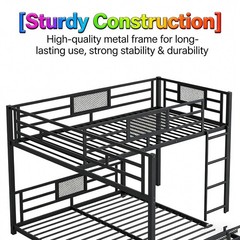 L Shaped Metal Twin over Full Size Bunk Bed