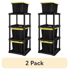(2 pack) 4 Tier Tote Rack, Holds Four 27 Gallon Industrial Storage Totes, Heavy