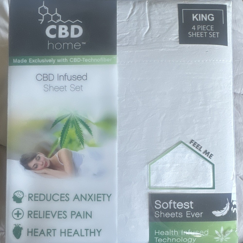 CBD home CBD Infused Sheet Set King 4-Piece Sheet Set White Adults