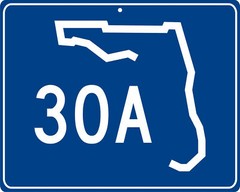 Florida Highway 30A near Seaside, Destin & Panama City Beach metal highway sign