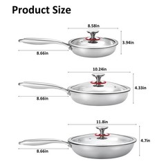 Titanium Non-stick Frying Pan with Lid, 8, 10, and 12 Inch Hammered Nonstick …