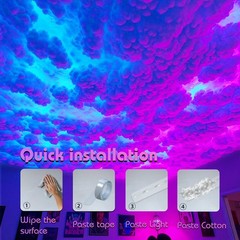 USB 3D Cotton Thundercloud LED Light 17ft, Multicolor – APP & Remote Control