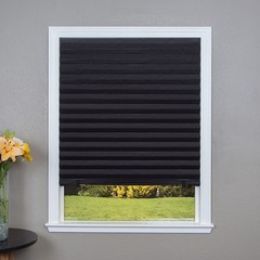 Shade No Tools Original Blackout Pleated Paper Shade Black, 36 in x 72 in