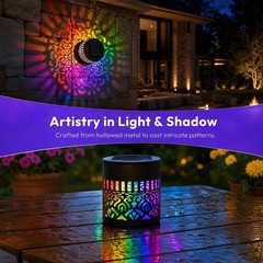 Solar Mandala Mosaic Lights 7 Color Changing Outdoor Solar Fence Decor Lamp