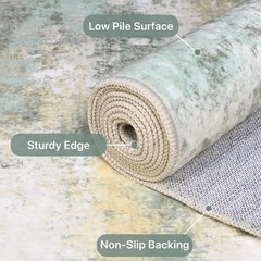 Area Rugs 5×7 for Living Room Bedroom, Modern Abstract Machine 5’x7′ Sage Green