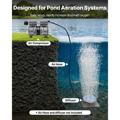 Uimoso Pond Aerator for Lakes up to 3Acres with 5.2CFM 3/4HP Air Compressor 550W