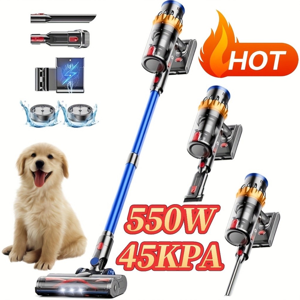Cordless Vacuum Cleaner 550W Max 45kpa Brushless Motor 65min Runtime HEPA V28