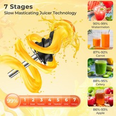 Cold Press Juicer with 5.3″ Feed Chute, 28oz Capacity, 43 RPM