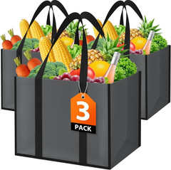 WISELIFE Reusable Grocery Bags with Handles – 3 Pack, 35L Large Shopping Bags fo