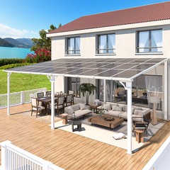 Wall Mounted Hardtop Gazebo Lean to Metal Pergola Outdoor Patio Awning Shelter