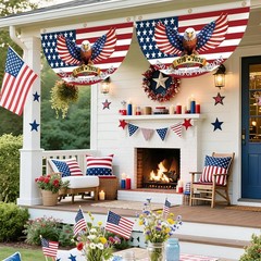 2PCS 250th Anniversary USA Bunting Flag 1776-2026th Birthday American Fan Flags