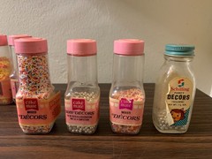 Lot of Vintage 1970s Cake Mate Schilling Fancy Decors Bottles Silver Snowflake