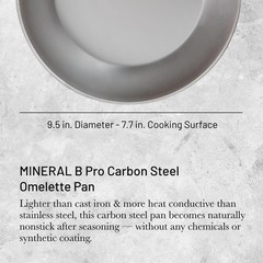 De Buyer Mineral B Pro Carbon Steel Omelette Pan – 9.5 Diameter 7.7 Cooking