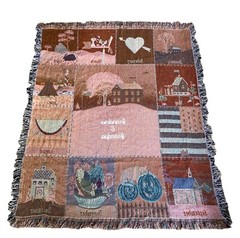 Calendar Tapestry Throw Blanket Grandma and Grandpa 12 Months Seasons Fringe