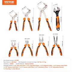 VEVOR Pliers Set Groove Joint Pliers 8-Piece High Carbon Steel 12″/10″/8″/6″