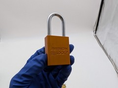 2x American Lock Lockout Padlocks 1.5″ Shackle 1.5″ Body Orange Keyed Alike