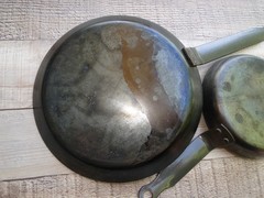 De Buyer Carbon Steel Crepe 7 7/8″ and Egg Pan 5 5/8″ Marked Mineral B France