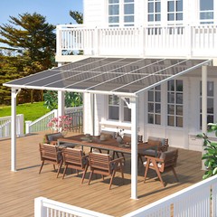 Wall Mounted Hardtop Gazebo Lean to Metal Pergola Outdoor Patio Awning Shelter