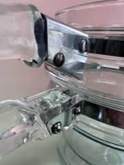Great Vintage PYREX Double Boiler Clear Glass With Both Lids & Stainless Steel